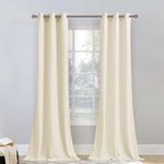 StangH Ivory White Velvet Curtains 84 inches Long - Grommet Thick Heavy Room Darkening Privacy Window Drapes for Nursery Kids Bedroom/Backdrops, W42 x L84 inches, 2 Panels