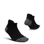 Feetures Plantar Fasciitis Relief Sock Light Cushion No Show Tab- Targeted Compression Sock for Women & Men - XL, Black (1 Pair)