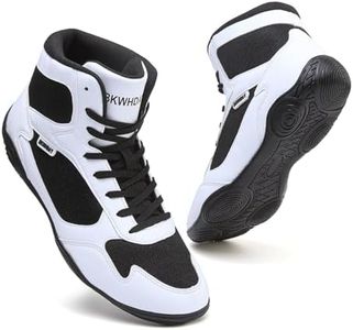 Wrestling Shoes Men Boxing Shoes for Men Pro Wrestling Boots High Top Fitness Weightlifting Powerlifting Shoes Black/White