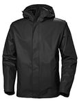 Helly Hansen Men's Moss Hooded Fully Waterproof Windproof Raincoat Jacket, 990 Black, X-Large