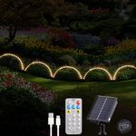 Tacobey Solar Christmas Lights Outdoor Garden - 5 Set Connectable Tube Pathway Lights with Stakes, Remote, 8 Modes, Waterproof Lights for Garden Pathway Driveway Xmas DIY Decorations (Warm White)