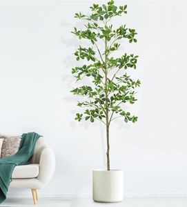 XYXCMOR Faux Olive Tree 7ft, Tall Faux Trees Indoor with Realistic Leaves Fake Potted Olive Silk Tree Tall Fake Plants Artificial Tree for Home Living Room Bathroom Office Floor Decor