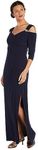 R&M Richards Women's Plus Size Empire Waist Cold Shoulder with Sleeves Large, Navy, 16 Plus