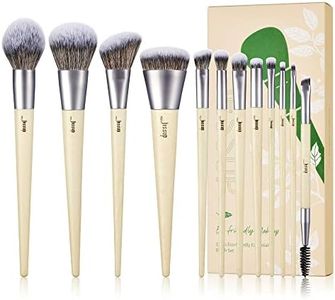 Jessup Vegan Makeup Brushes Set Premium Eco-friendly Synthetic Powder Foundation Highlight Concealer Eyeshadow Blending Eyebrow Liner Spoolie Brush Set Burlywood 12pcs T327