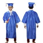 Rudra Fancy Dress Graduation Gown For Kids Convocation Gown For Boys & Girls Graduation Gown, Cap, Ribbon Bow & Degree Fancy Dress Costumes (6-7 Years, Blue Graduation Gown) - Polyester