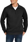 PINSPARK Men's Quarter Zip Fleece Cotton Pullover Sweatshirts Mock Neck Casual Long Sleeve Fall Winter Warm Sweatshirt Black