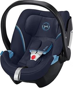 CYBEX Car Seat Aton 5, Newborn Reducer Included, Convertible Car Seat, for Cars with and Without ISOFIX, Adjustable Headrest, Protection from Side Impact, from Birth to 18 Months(Upto 13kg)-Navy Blue