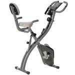 HOMCOM 2-in-1 Foldable Exercise Bike Recumbent Stationary Bike 8-Level Adjustable Magnetic Resistance with Pulse Sensor LCD Display, Grey