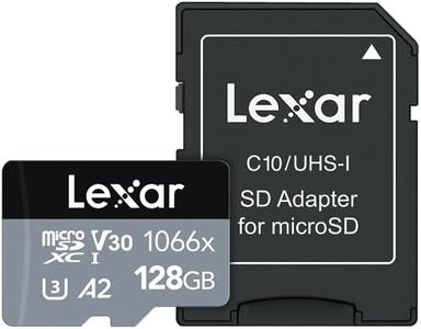 Lexar 128GB Professional 1066x micro SD Card w/SD Adapter, UHS-I, U3, V30, A2, Full HD, 4K, Up To 160/120 MB/s, for Action Cameras, Drones, Smartphones, Tablets, Nintendo-Switch (LMS1066128G-BNANU)