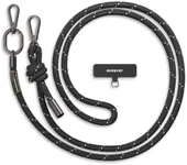 MAGEASY Universal Cell Phone Lanyard - Anti-Theft Thick Rope Crossbody Phone Strap for iPhone 16 Pro Max & Most Smartphones, for Men & Women | 8.3mm Reflect Black