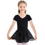 Bezioner Girls Ballet Dress Kids Gymnastics Dance Leotard Costume Dancewear With Skirt Black 120