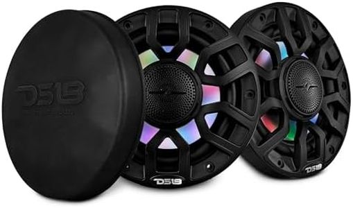 DS18 NXL-IQ6/BK 6.5" 2-Way Coaxial Marine Speaker with Digital Led Lights and Bullet Tweeter 150 Watts 4-Ohm, Water Resistant IP65, Pair