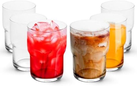 LEMONSODA Modern Iced Coffee Glasses - Stackable Crystal Clear Cups For Any Drink - Water, Coffee, Tea, Expresso, Smoothies - Quality Glassware - Dishwasher Safe - Housewarming Gifts (Set of 6-15oz)