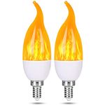 MUPOO Flame Effect Light Bulb,E14/E12 3W Flickering Light Bulbs, 3 Modes Candle Candelabra Fire Light Bulbs,for Home Garden Christmas Party Decoration (2PCS E14