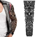 Tatodays temporary tattoo full arm stick on body art transfer for women and men cosplay halloween adult temp tattoo for arms shoulders chest back legs (Stag)