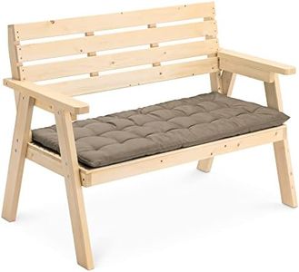 JEMIDI Cojín para Banco 120 x 40 cm - Colchoneta con Relleno para Bancos palets de Madera Columpio balancín - Colchón con Lazos para Asiento Alargado Interior
