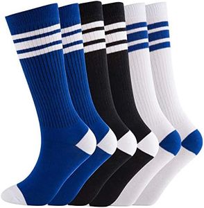 NEVSNEV Knee High Tube Socks Comfortable and Breathable with Triple Stripes for Boys, Girls, Toddlers, Kids, Baby and Child - - 6-10 Years