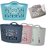 SAVING HUB Large Laundry Basket 50L - Lightweight Clothes Washing Line Flexible Hamper Plastic - Flexi Bucket Carry Handles Home Organisation (Assorted Color)