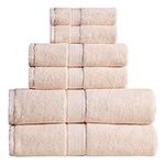 Hotel Collection Luxurious 100% Cotton Thick Soft 600 GSM 6PC Bath Towel Set (Beige)