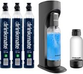 Drinkmate OmniFizz Sparkling Water and Soda Maker, Carbonates Any Drink, ULTIMATE BUNDLE - Includes three 60L CO2 Cylinders, Two Carbonation Bottles, and Fizz Infuser (Matte Black)