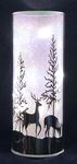 LED Light Up Glistening Frosted Table Lamp 20cm Tall Lantern Decoration - Works on a Timer- Reindeer Woodland Scene