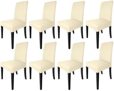 NORTHERN BROTHERS Dining Chair Covers Set of 8, Removable Washable Chair Covers for Parson Dining Chairs, Stretch Slipcovers for Dining Room,Hotel, Banquet Use (Beige Diamond, Set of 8)