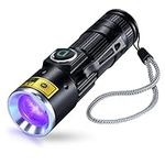 DARKDAWN UV 395nm Blacklight Flashlight USB Rechargeable, Wood’s Lamp Ultraviolet Light LED Mini Portable with Clip Detector for Pet Urine Stains, Scorpions, Uranium Glass, Resin Curing, Fluorescent