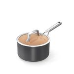 Ninja Extended Life 18cm Ceramic Saucepan with lid, Non-Stick (No PFAs, PFOAs, Lead or Cadmium), Induction Compatible, Stainless Steel Handle, Oven Safe to 285°C, Terracotta & Grey, CW90218UK