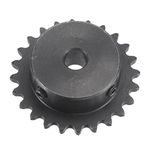 sourcing map 24 Tooth Roller Sprocket B Type, #25 Chain, Single Strand 1/4" Pitch, 8mm Bore Black Oxide C45 Carbon Steel with Set Screws for ISO 04C