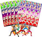 Saban Power Rangers Stickers for Kids Party Bags ~ 8 Sheets Power Rangers Party Favors Stickers Made in USA (140+ Stickers Superhero Party Supplies)