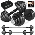 Amonax 30kg Cast Iron Adjustable Dumbbells Weight Set, Barbell Set Men Women, Strength Training Equipment Home Gym Fitness, Dumbell Pair Hand Weight, Bar Bells Free Weights for Weight Lifting