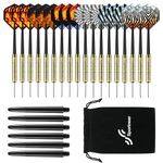 Sportneer Darts Metal Tip Dart Set: Steel Tip Darts Set Professional Darts Brass Barrels Metal Tip Darts Extra Flights Premium Darts 18 Pcs for Dartboard with 6 Free PVC Dart Rods and Carrying Bag