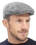 Tom Franks Mens Traditional Flat Cap Black White L/XL