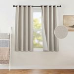 PONY DANCE Linen Curtains for Bedroom - Boho Blackout Short Curtains with Bronze Rings Eyelet, Privacy Thermal Insulated Curtains for Living Room,Window Drapes 2 Panels, 46 Wide x 54 Drop, Angola