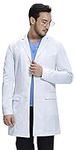 Dr. James Men's Consultation Lab Coat, Slim Fit, Multiple Pockets, White, 36 Inch Length DR12-S