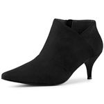 Allegra K Women's Pointed Toe Kitten Heel Cutout Ankle Boots Black 4 UK/Label Size 6 US
