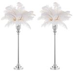 NUPTIO Tall Silver Vases for Centerpieces: 2 Pcs 77.5cm Wedding Table Centrepieces Trumpet Vase Metal Flower Stand for Party Anniversary Ceremony Birthday Decorations