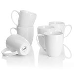 Sweese 611.001 Porcelain Mugs - 11 Ounce for Coffee, Tea, Mocha and Mulled Drinks - Set of 6, White