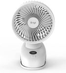 Brigii Desk&Clip Fan, Small Fan 14H Long Battery Life, Battery Level Display, 5 INCH Travel Fan, 4-Speed, Type-C Rechargeable-PF01(White)