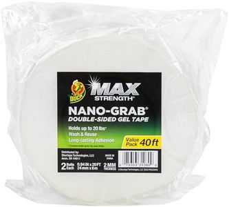Duck Max Strength Double-Sided Gel Tape with Nano-Grab Technology, Heavy Duty, Multi-Purpose & Removable Adhesive, 0.94 in. x 20 ft, Clear, 2 Rolls