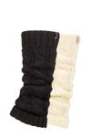 Elle Ladies Chunky Leg Warmers - Winter Warm Cable Knit Patterned for Ballet, Dance or Casual Wear In One Size 2 Pairs Black Cream