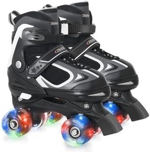 Kids Roller Skates for Boys - Black for Teenagers Youth Age 10 11 12 - Adjustable All Light up Wheels Indoor Outdoor Sports Birthday Gift for Son and Grandson