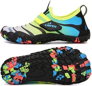 UBFEN Water Shoes for Kids Boys Girls Aqua Socks Barefoot Beach Sports Swim Pool Quick Dry Lightweight Toddler Little Big Kid B Blue Grey 2 Big Kid