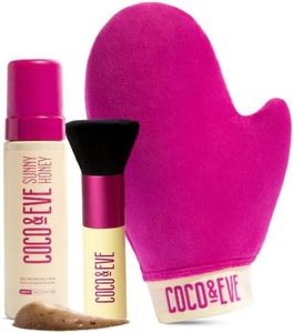 Coco & Eve Self Tanner Foam Bundle - (Medium) Streak-Free Sunless Tanning Mousse, Included Mitt Applicator & Kabuki Brush, Vegan, Cruelty Free | Sunny Honey Bali Bronzing