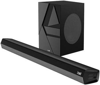 boAt Aavante Bar Quake, Wired Subwoofer, 200W RMS Signature Sound, 2.1CH, Multiple Ports, Bass & Treble Controls, 4 EQ Modes, Bluetooth Sound bar, Home Theatre Soundbar Speaker (Midnight Black)