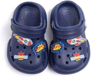 KIDSUN Toddler Kids Boys Girls Cute Garden Clogs Water Sandals Slip On Shoes Slipper Slides Lightweight Outdoor Summer Infant Children Beach Pool Play Shoes (Baby/Toddler Kids), A02/Blue, 10 Toddler