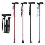 BigAlex Folding Cane,Adjustable Collapsible Cane,Foldable Walking Cane for Men,Women,Lightweight,Adjustable,Portable Hand Walking Stick - Balancing Mobility Aid - Sleek, Comfortable T Handles (Black)