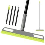 Rubber Magic Broom, Multifunction Scraping Silicone Broom Sweeper with 59" Long Handle, Squeegee Broom for Floor Bathroom Kitchen Shower Tile Pet Hair Fur Marble Glass Water Window Foam Cleaning,Green