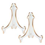 Artliving 2 Pack 10inch White Gold Thicken Acrylic Easels Display Stand Plate Stand Holder Display Pictures Frame,Decorative Plates, and Artworks