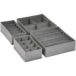 Amazon Basics Dresser Drawer Storage Organizer for Undergarments, Set of 4-Gray